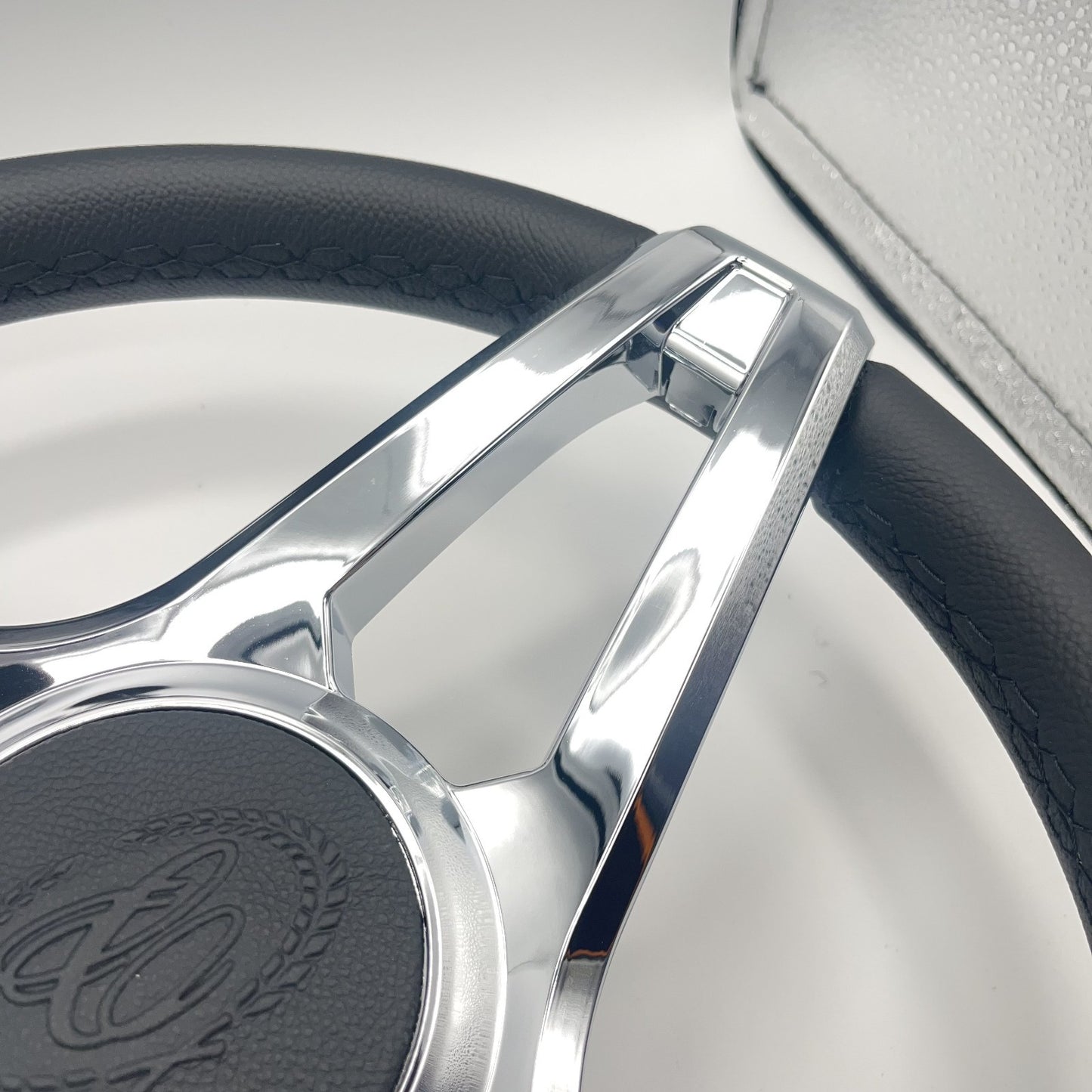 Cobalt Boat Steering Wheel Plastic Spoke Leather Stitched Rim | Cobalt Logo