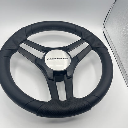 Molinara Marine Steering Wheel Black Brushed Alum Spokes | Moomba