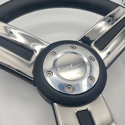 Gussi Italia Marine Steering Wheel Stainless Spoke Soft Touch Rim | Blue Wave