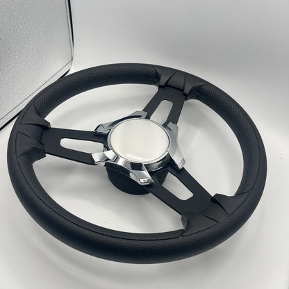 Gussi Italia Boat Model 15 Steering Wheel Black Brushed Alum Spokes |Plain