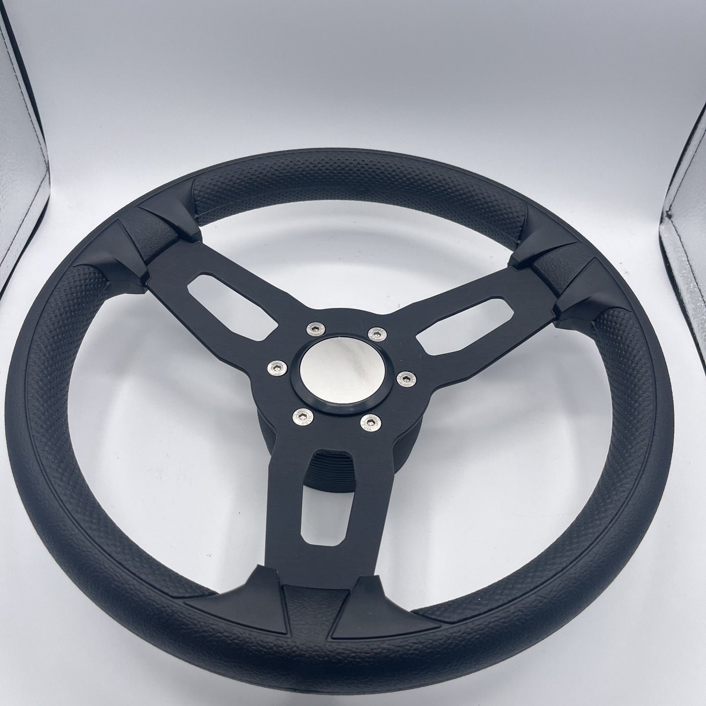 Gussi Italia Boat Model 15 Steering Wheel Black Brushed Alum Spokes |Blank