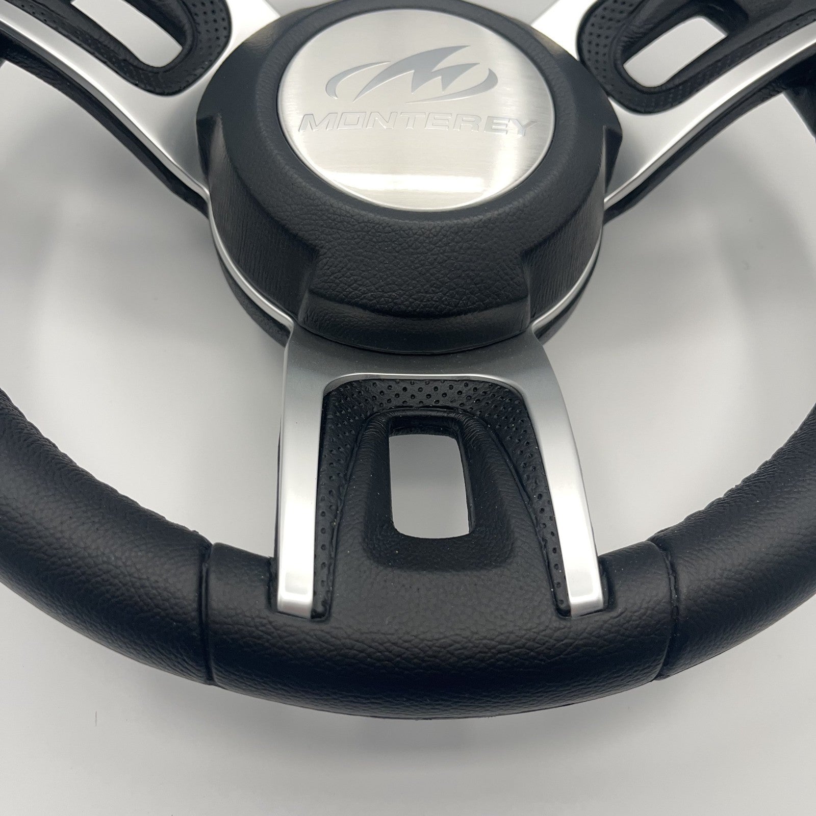 Gussi Italia Black Model 702 Steering Wheel | Monterey Boats Logo