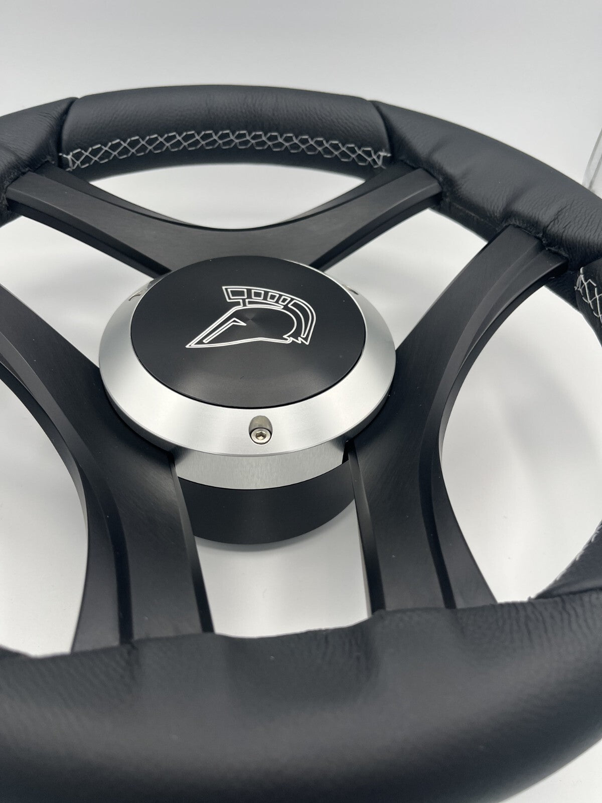 Durello Marine Steering Wheel, Black Leather Rim