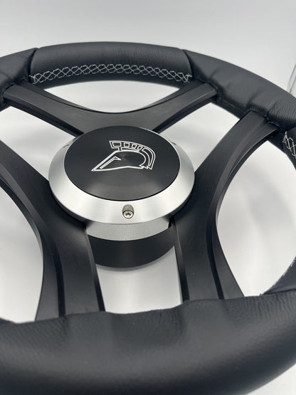 Durello Marine Steering Wheel, Black Leather Rim