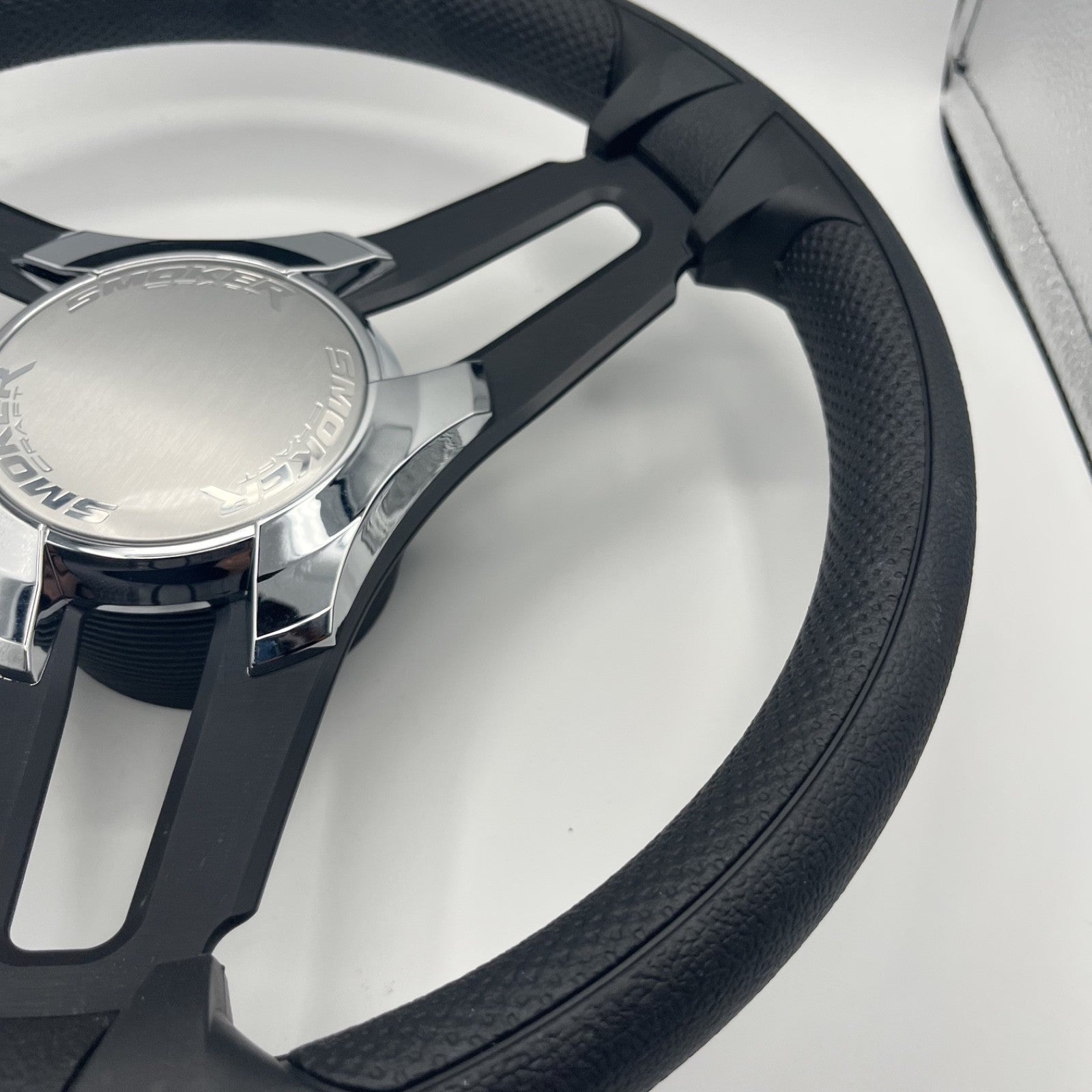 Gussi Italia Marine Steering Wheel Black Brush Metal Spokes | Smokercraft