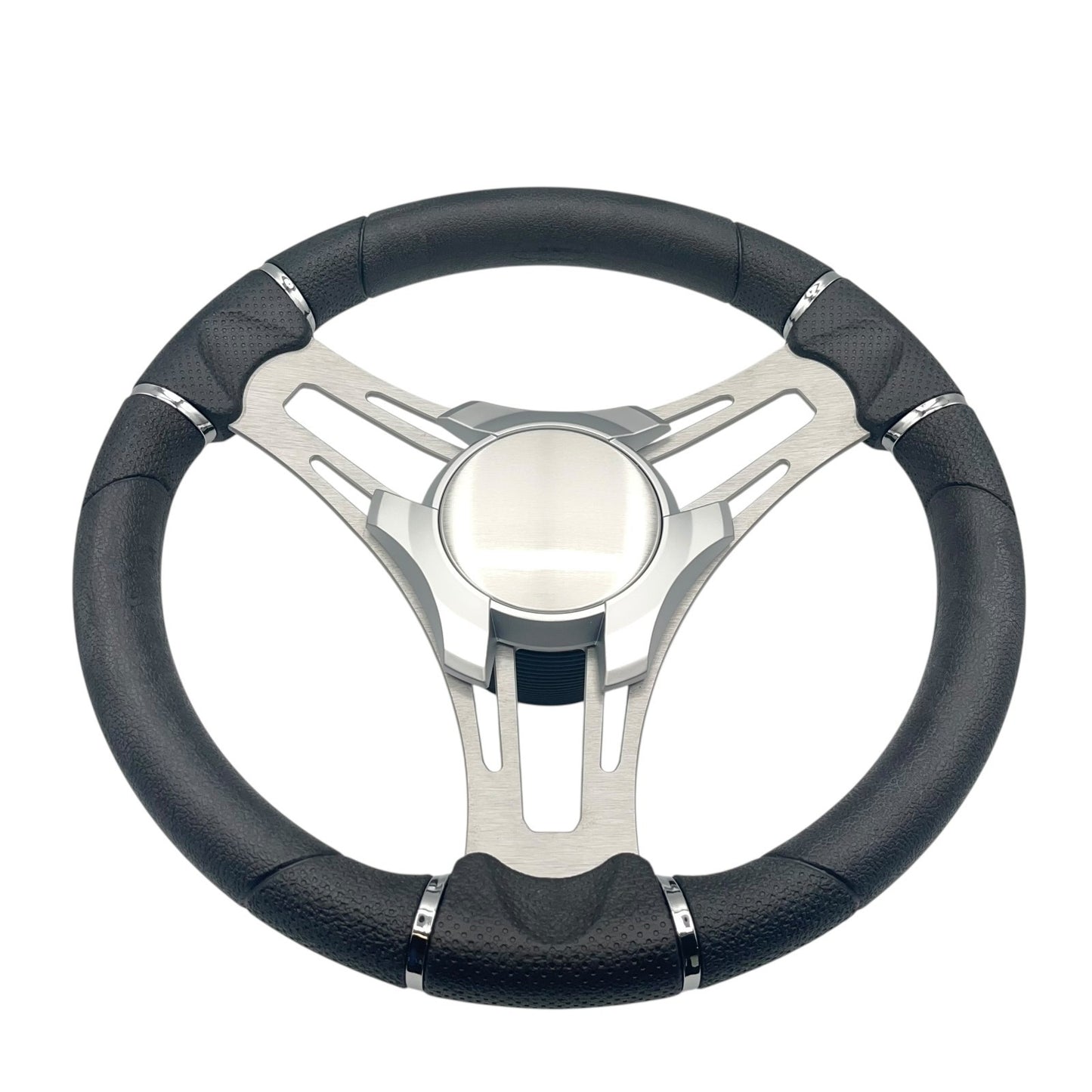 Verona Boat Steering Wheel Gray Brushed Aluminum Spokes KEYED or SPLINED HUB