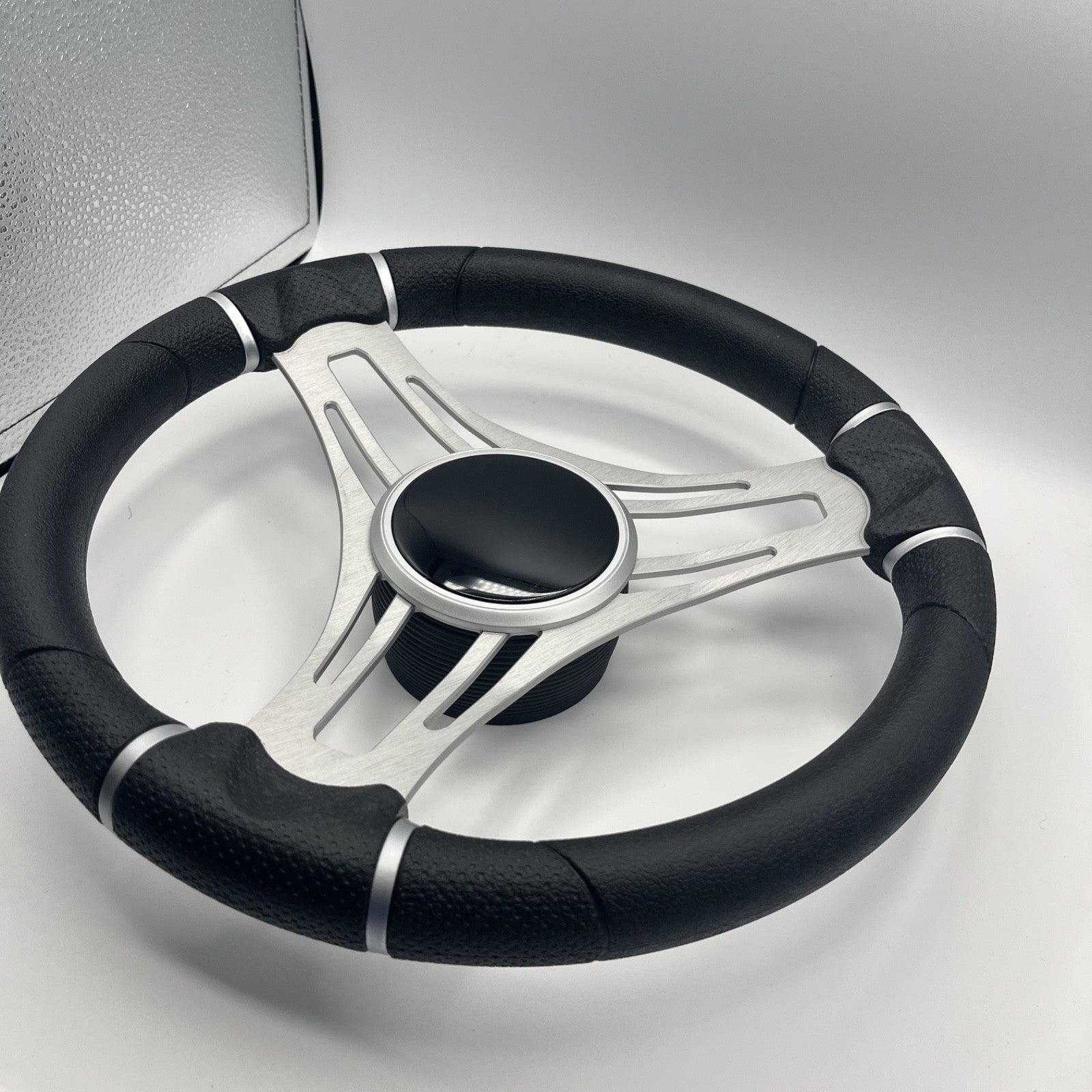 Gussi Italia Boat Steering Wheel Brushed Aluminum Spoke | Black Dome