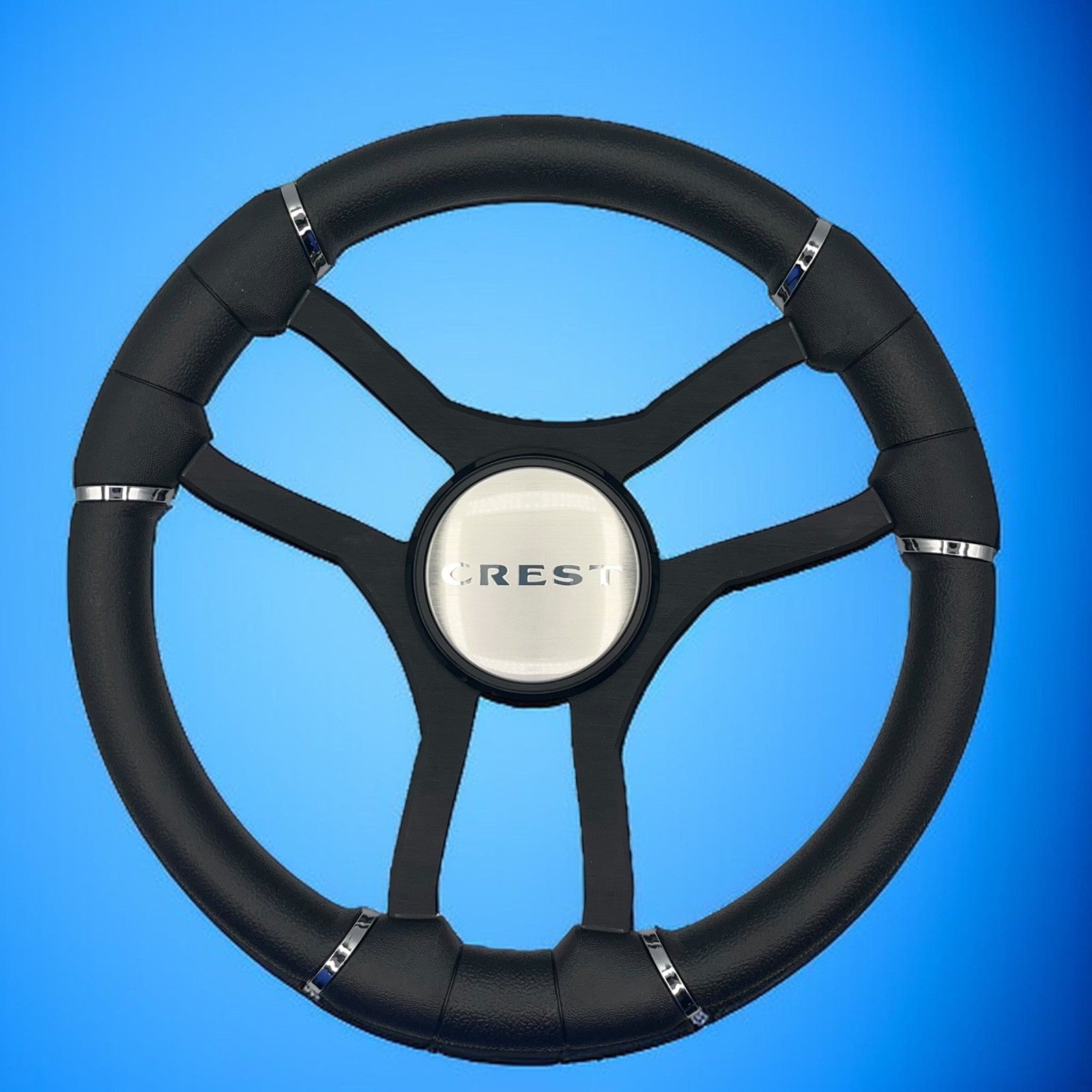 Malera Boat Steering Wheel Black Aluminum Spokes | Crest Boats