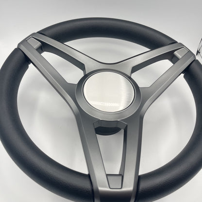 Molino Gray w/Soft Touch Urethane Rim Boat Steering Wheel | Plain