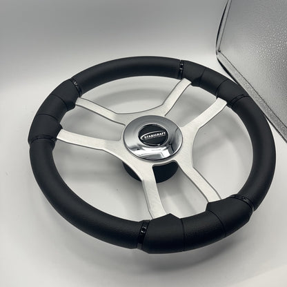 Malera Boat Steering Wheel Brushed Aluminum Spokes | Stabicraft