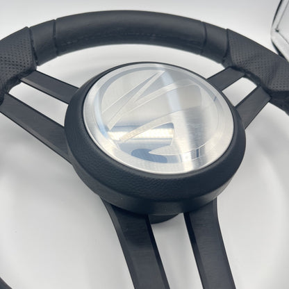 Molinara Marine Steering Wheel Black Brushed Aluminum Spokes | Tige