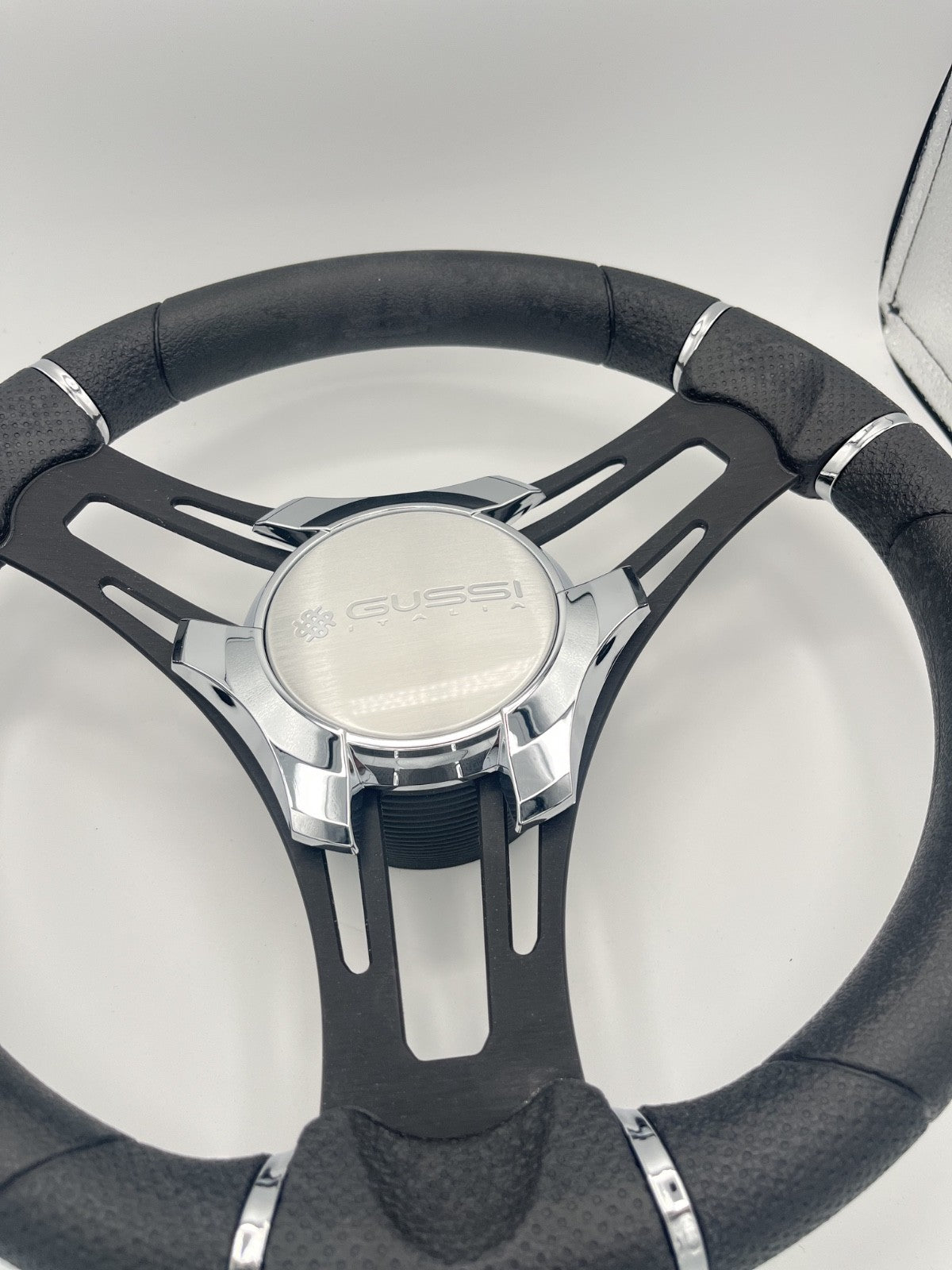 Gussi Italia Boat Steering Wheel Black Brushed Alum Spokes | Gussi Italia