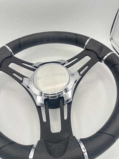 Gussi Italia Boat Steering Wheel Black Brushed Alum Spokes | Gussi Italia