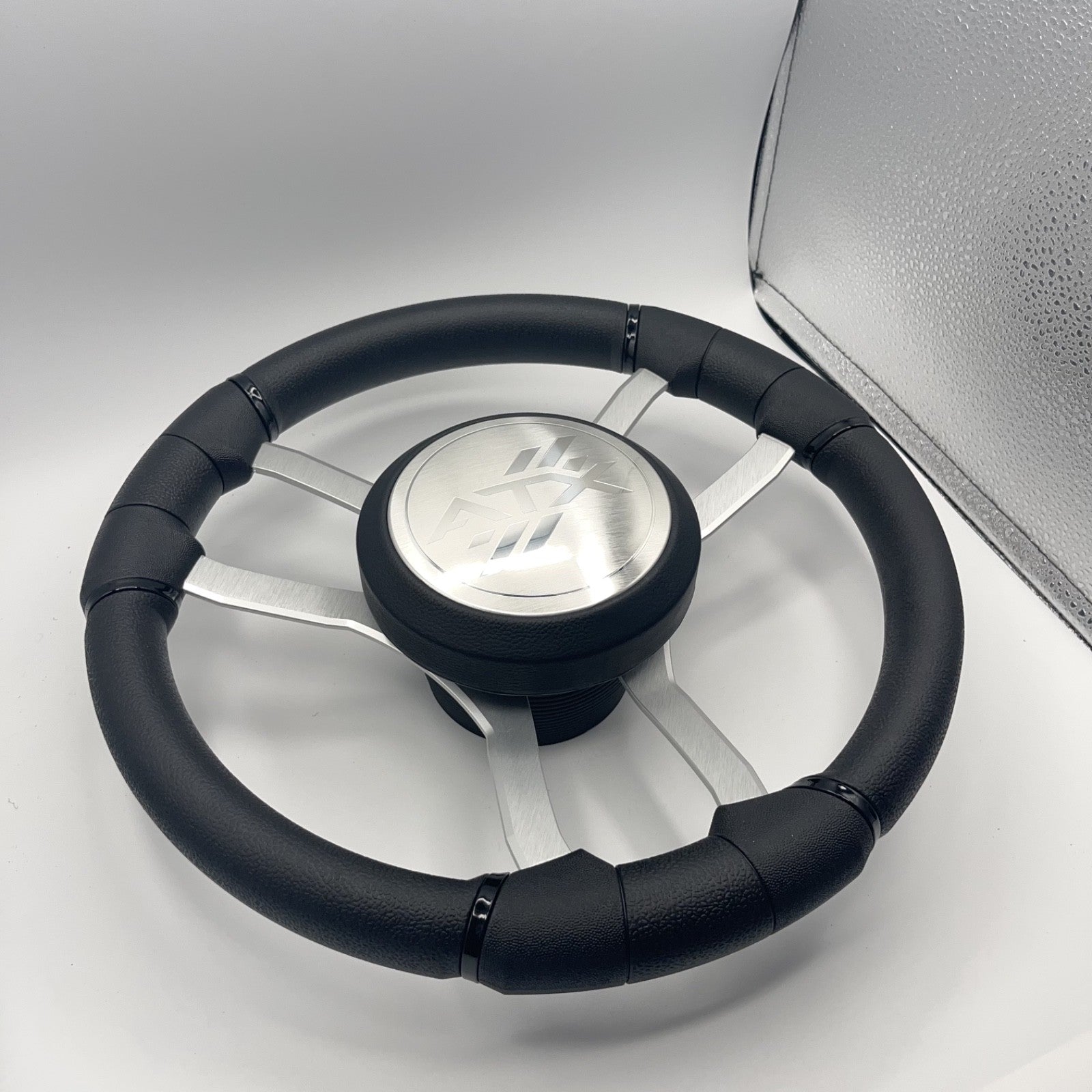 Malera Boat Steering Wheel Brushed Aluminum Spokes | ATX Boats