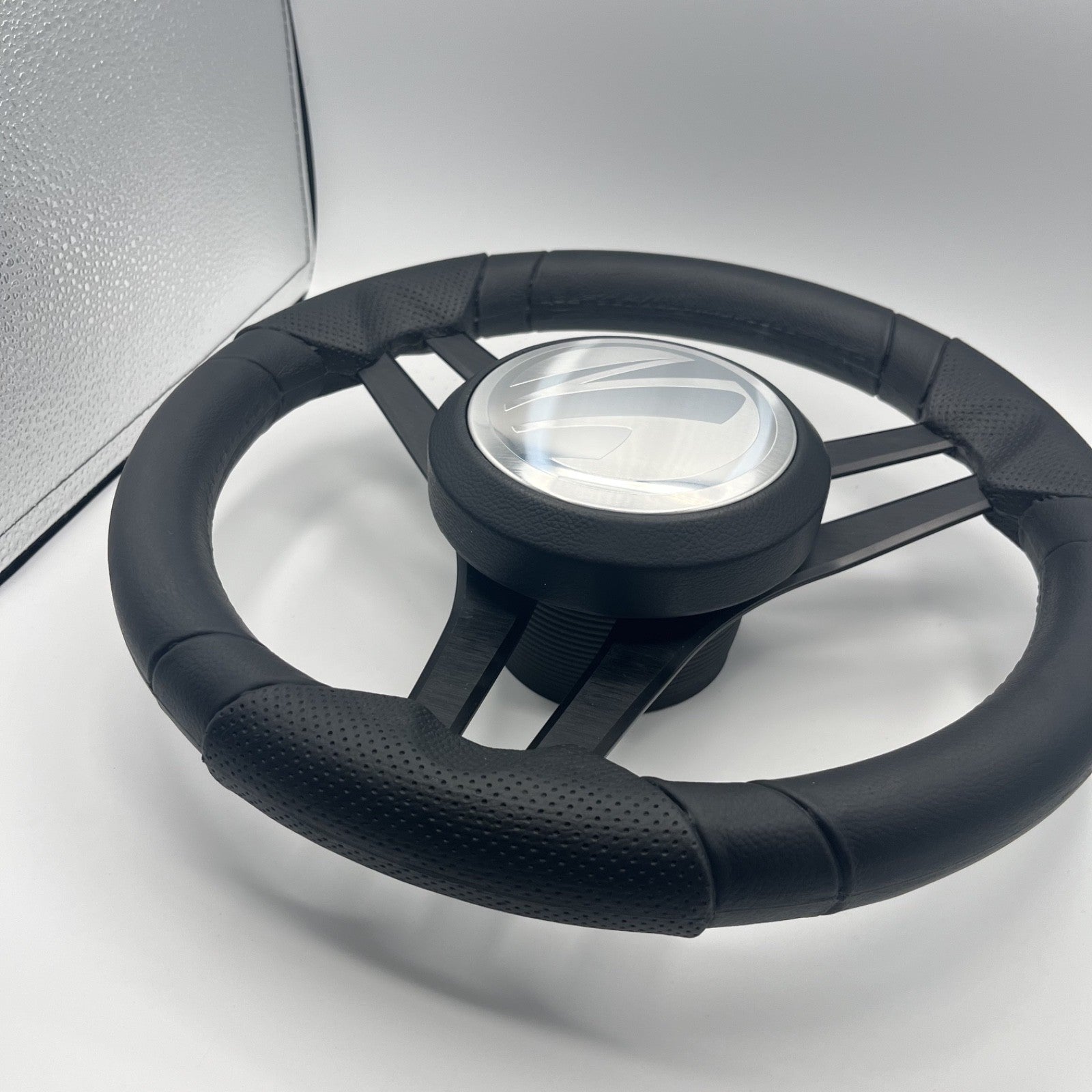 Molinara Marine Steering Wheel Black Brushed Aluminum Spokes | Tige
