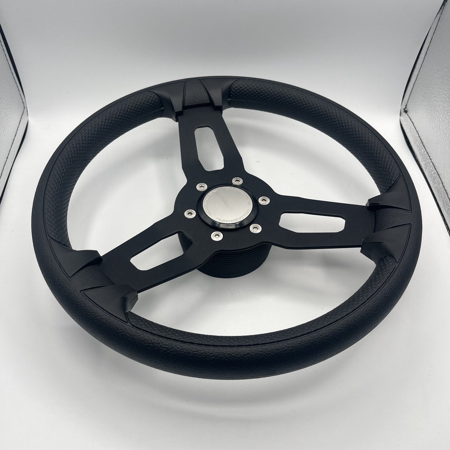 Gussi Italia Model 15 Steering Wheel Blk Brushed Alum Spokes | Bennington