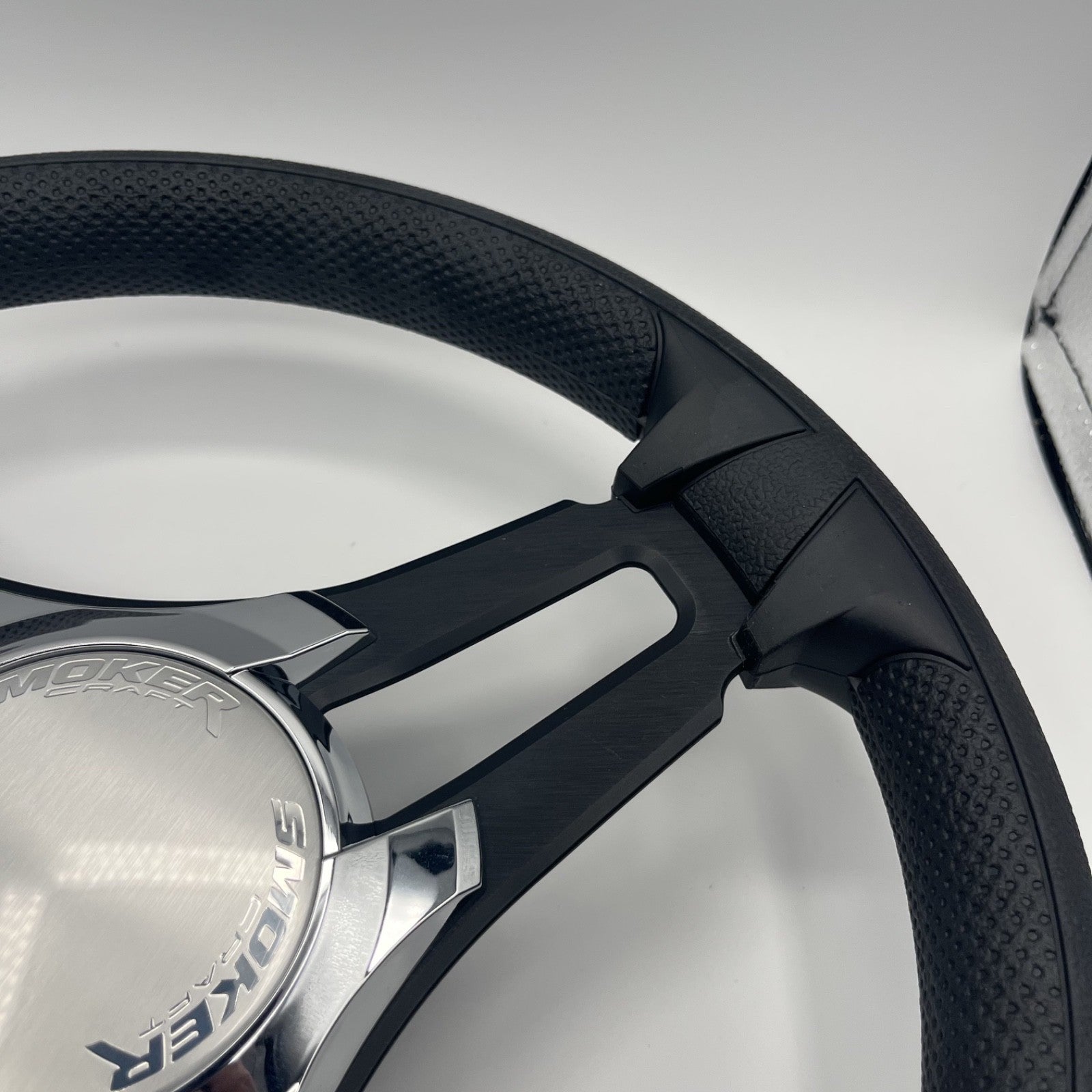 Gussi Italia Marine Steering Wheel Black Brush Metal Spokes | Smokercraft