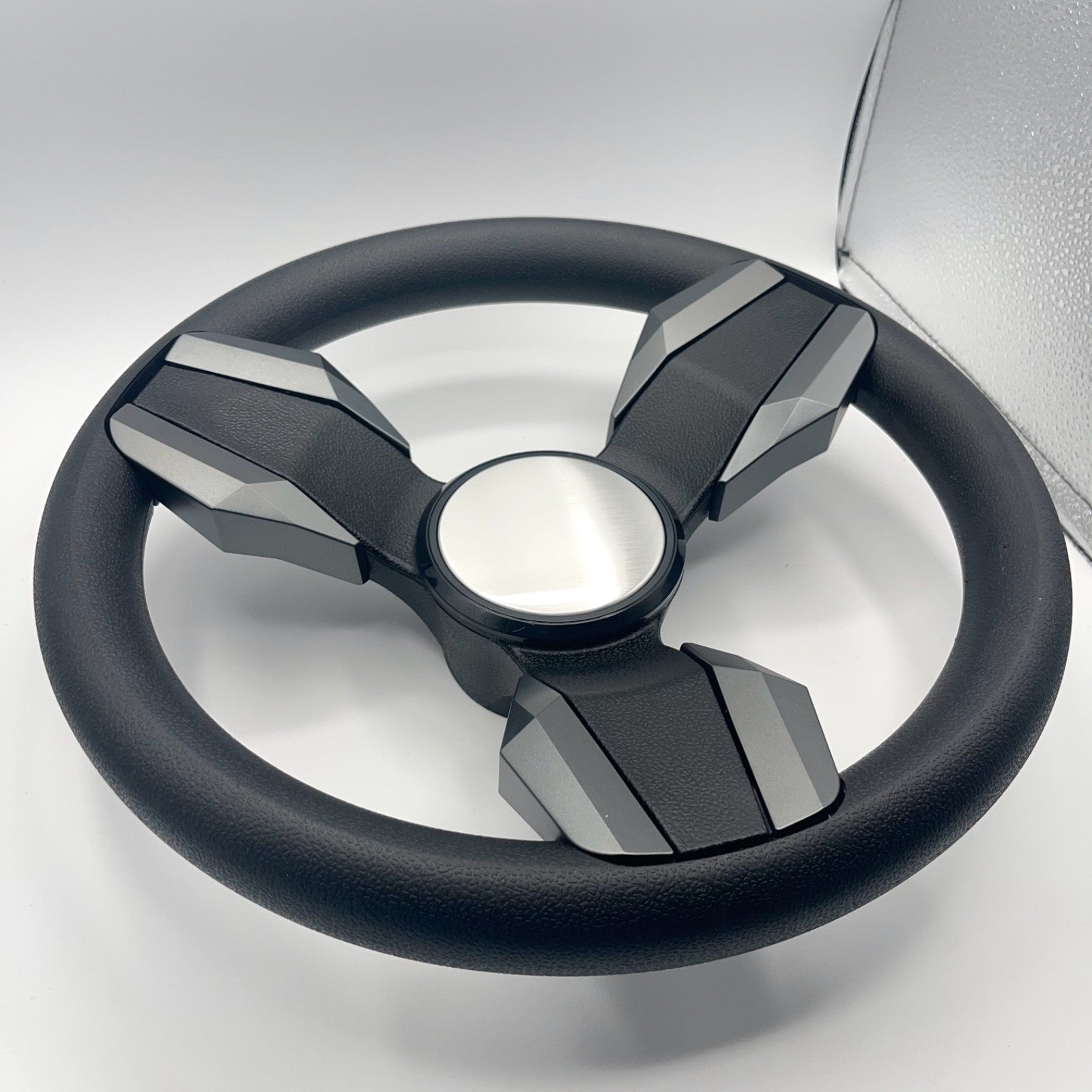 Collina Boat Steering Wheel Dark Gray Inserts - Blank Dome - Keyed ONLY