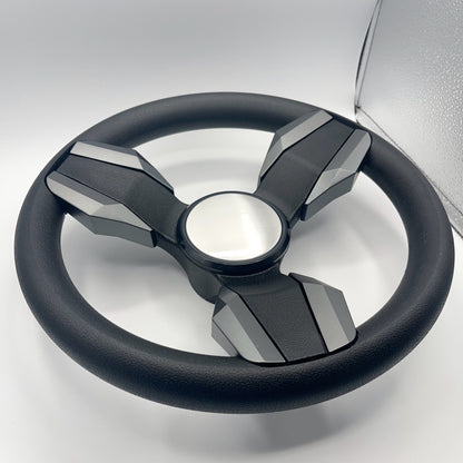 Collina Boat Steering Wheel Dark Gray Inserts - Blank Dome - Keyed ONLY