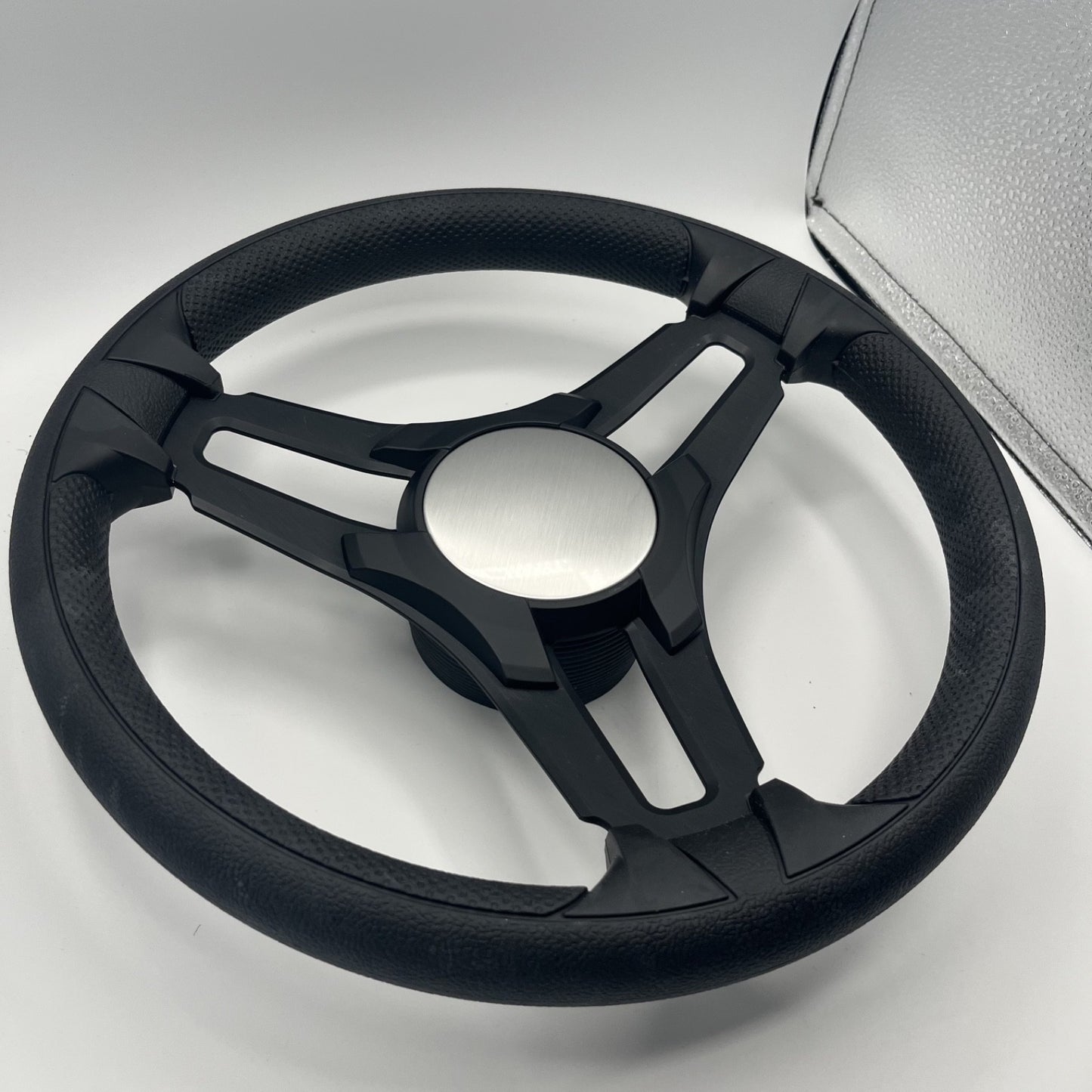 Gussi Italia Marine Steering Wheel Black Brush Metal Spokes | Plain