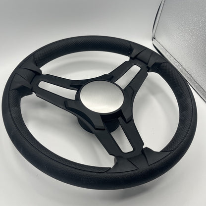 Gussi Italia Marine Steering Wheel Black Brush Metal Spokes | Plain