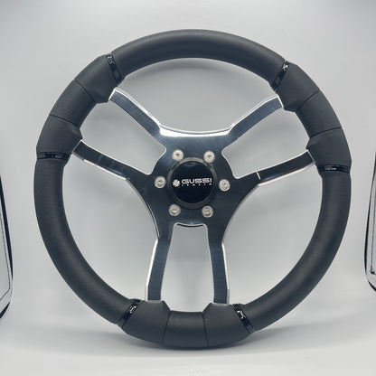 Malera Boat Steering Wheel Chrome Spokes | Snap in Stainless Gussi Cap
