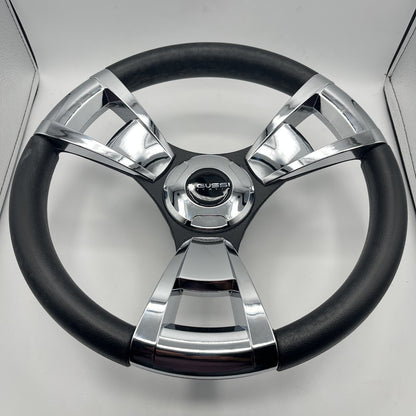 Model M13C Black & Chrome Steering Wheel fits E-Z-GO Golf Carts