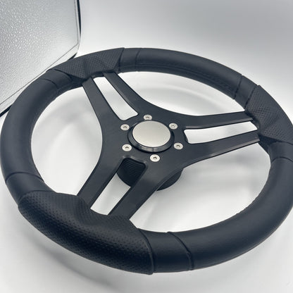 Molinara Marine Steering Wheel Black Brushed Alum Spokes | Blank Style