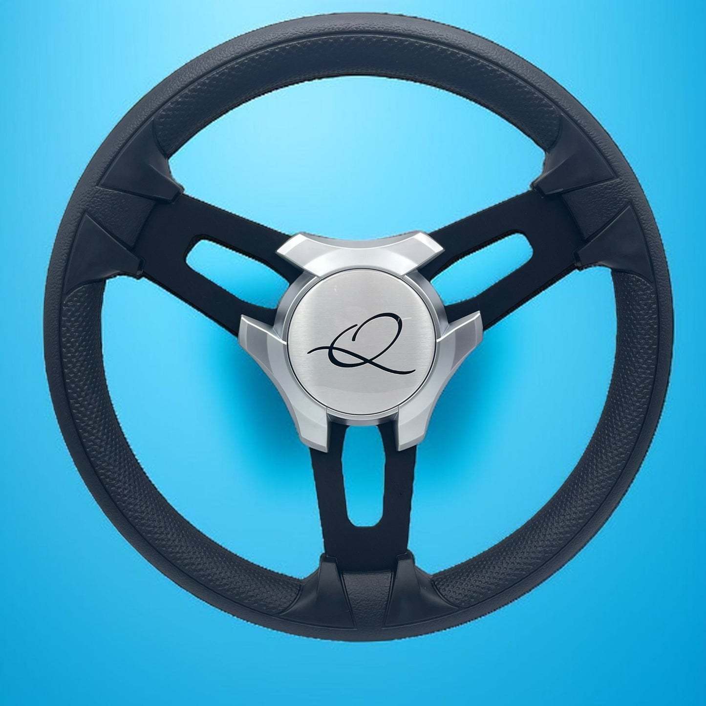 Gussi Italia Boat Model 15 Steering Wheel Black Brushed Alum Spokes | Apex
