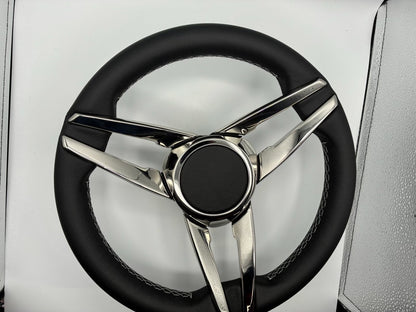 Caneva Boat Steering Wheel Stainless Steel Spoke Leather Rim | Plain