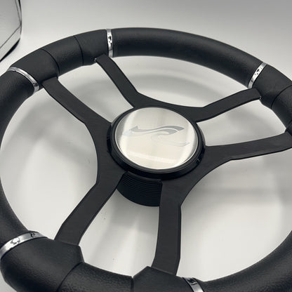 Malera Boat Steering Wheel Black Aluminum Spokes | SeaRay Boats