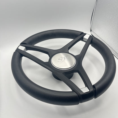 Molino Black w/Soft Touch Urethane Rim Boat Steering Wheel | Blue Wave
