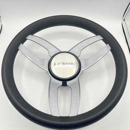Cabrio Boat Steering Wheel Gray Brushed Alum Spoke | Lowe Boat