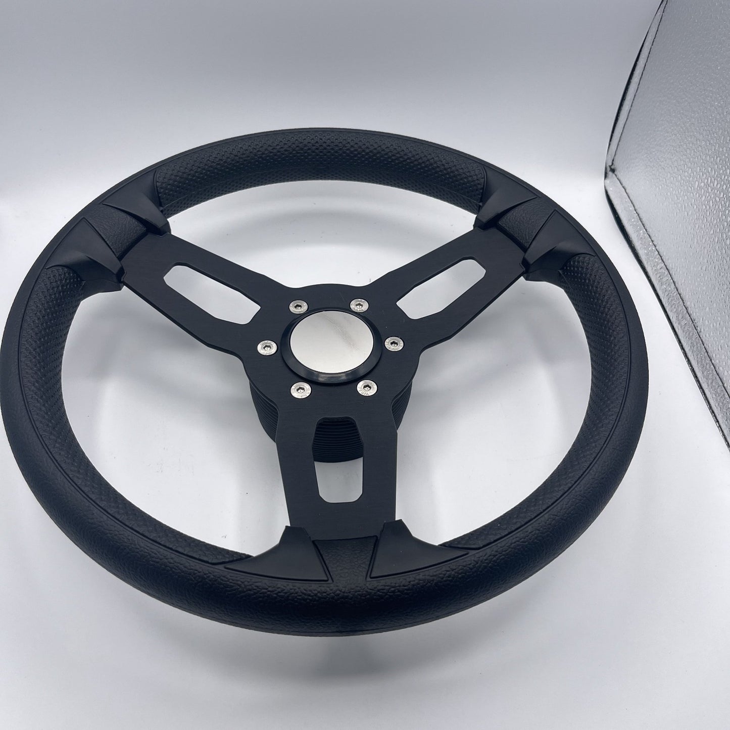 Gussi Italia Boat Model 15 Steering Wheel Black Brushed Alum Spokes |Blank