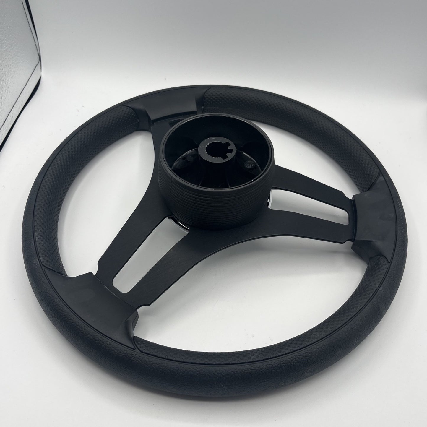 Gussi Italia Marine Steering Wheel Black Brush Metal Spokes | Silver Plain
