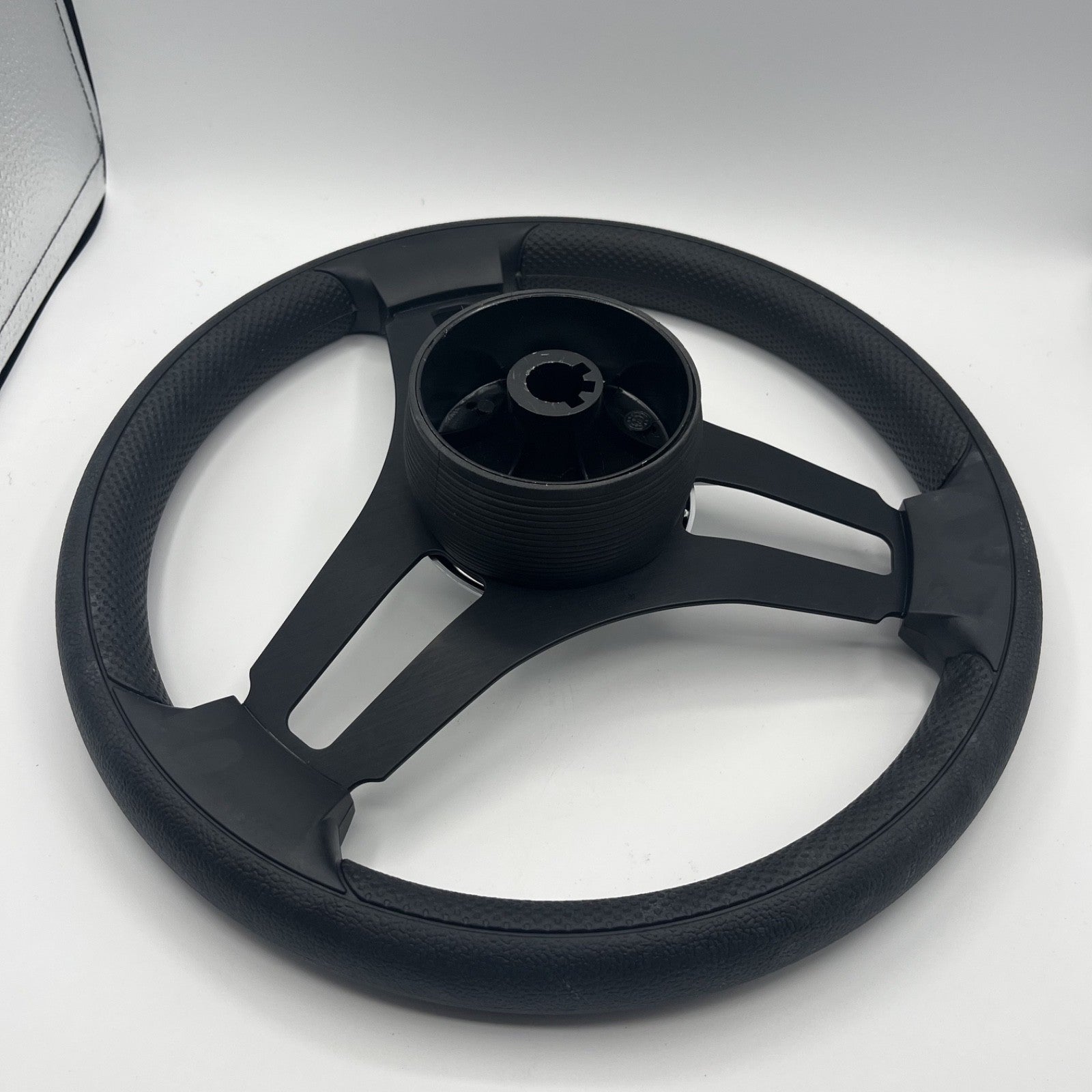 Gussi Italia Marine Steering Wheel Black Brush Metal Spokes | Silver Plain