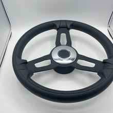 Model 15 Boat Steering Wheel Blk Brushed Alum Spokes | Chrome Blank