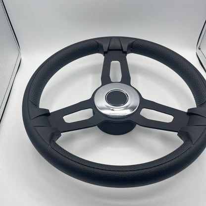 Gussi Italia Model 15 Steering Wheel Blk Brushed Alum Spokes | Chrome Blank