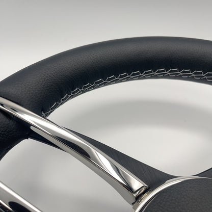 Cobalt Boat Steering Wheel Stainless Steel Spoke Leather Rim | Cobalt Boats Logo