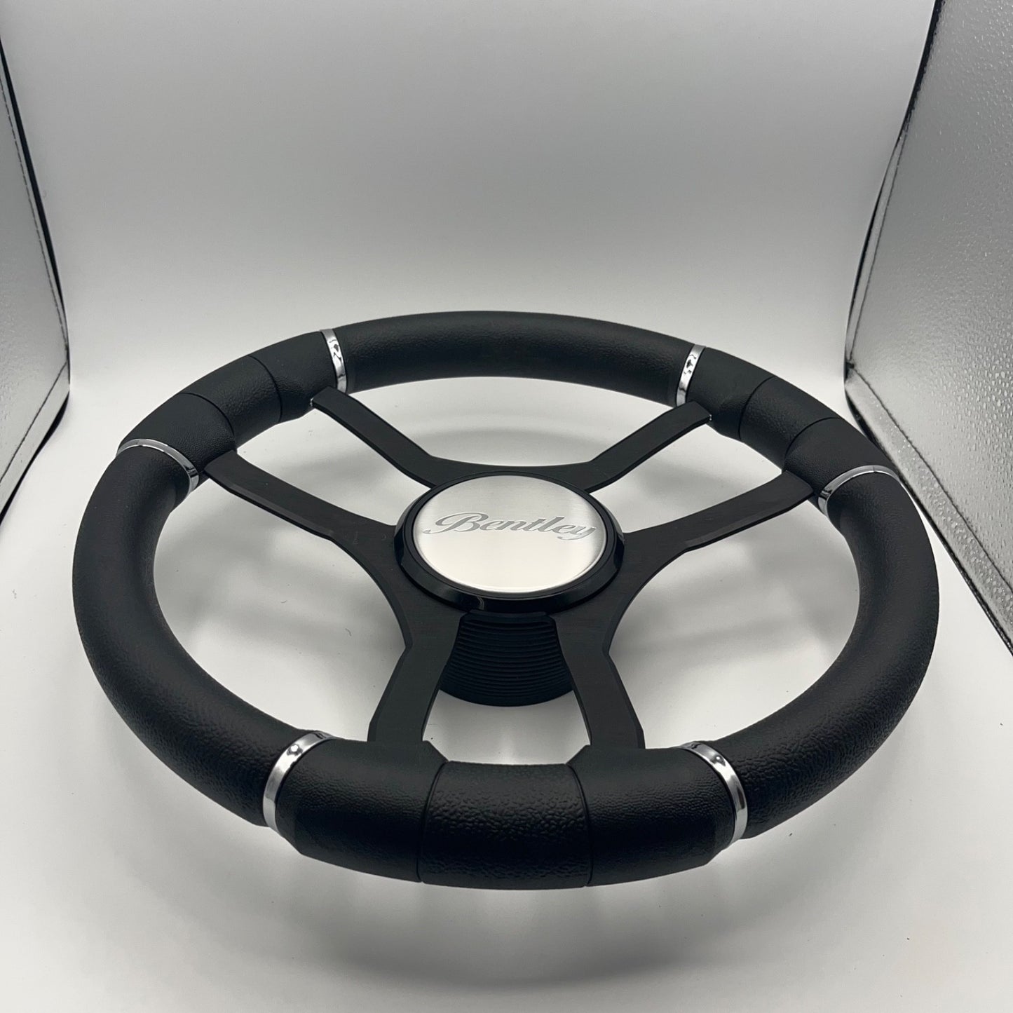 Malera Boat Steering Wheel Black Aluminum Spokes | Bentley