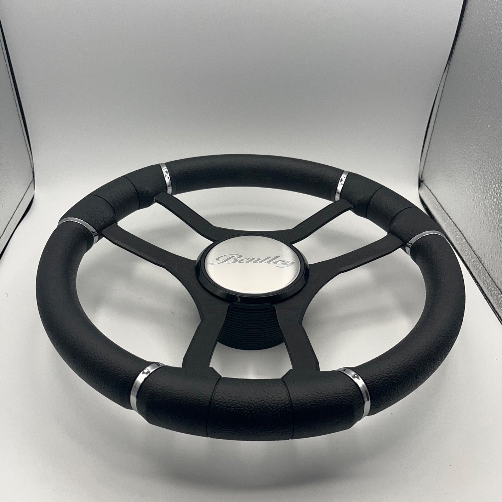 Malera Boat Steering Wheel Black Aluminum Spokes | Bentley