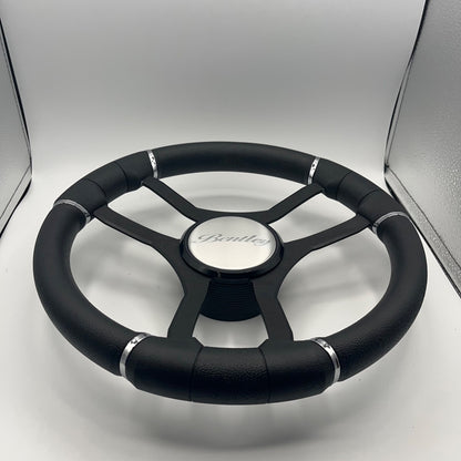 Malera Boat Steering Wheel Black Aluminum Spokes | Bentley