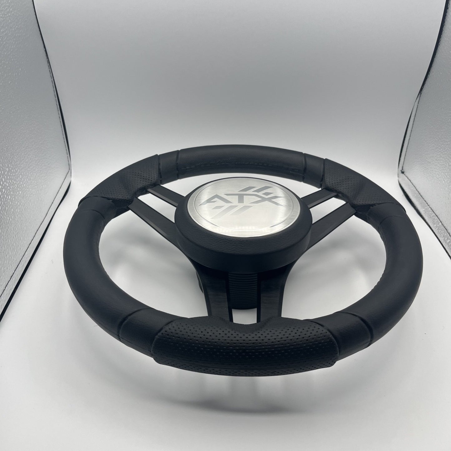 Molinara Marine Steering Wheel Black Brushed Aluminum Spokes | ATX