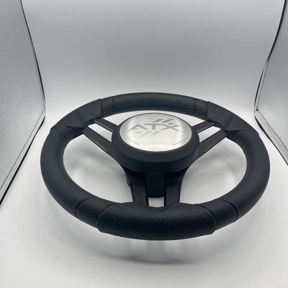 Molinara Marine Steering Wheel Black Brushed Aluminum Spokes | ATX