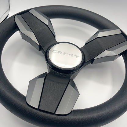 Collina Boat Steering Wheel Dark Gray Inserts - Crest - Keyed ONLY