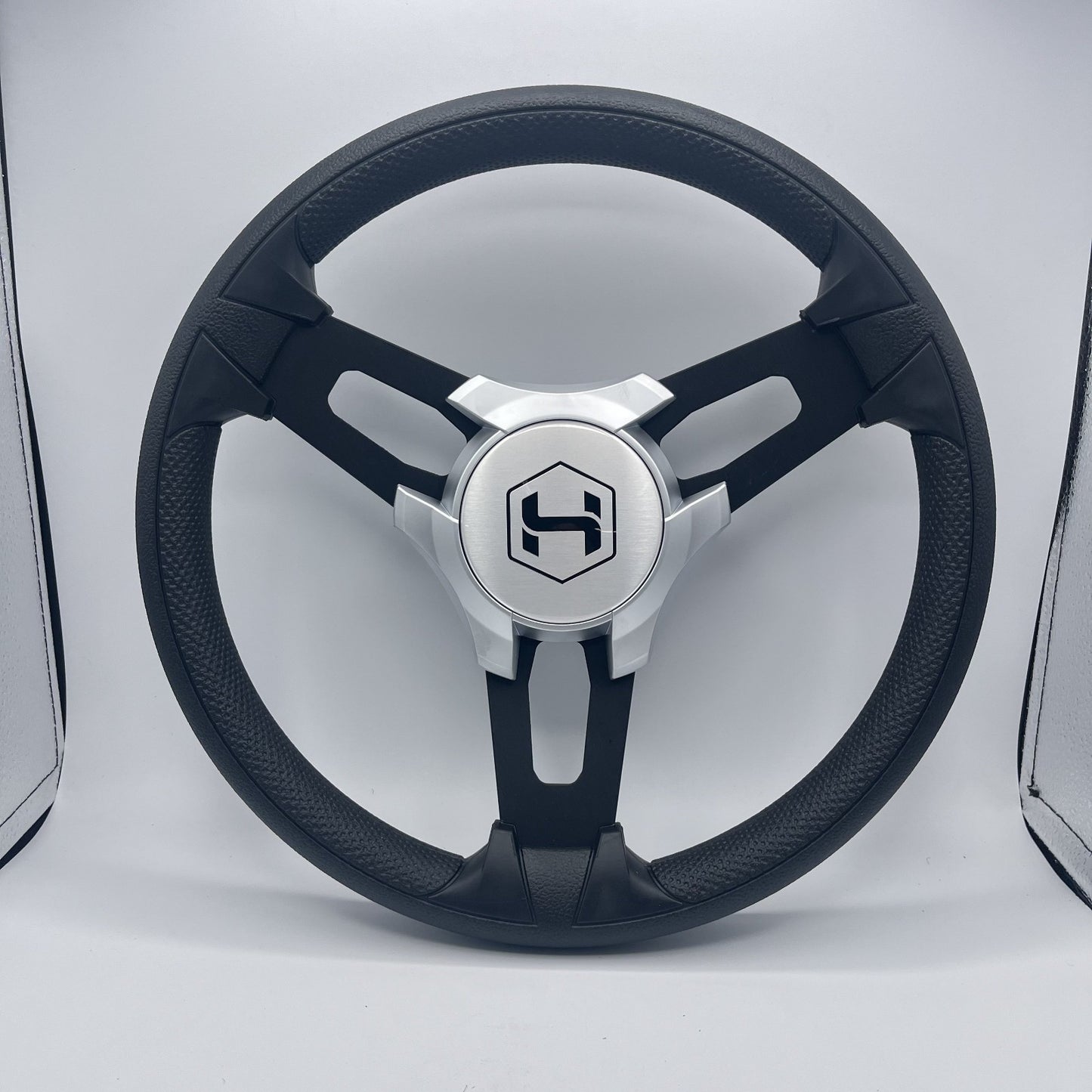 Gussi Italia Boat Model 15 Steering Wheel Black Brushed Alum Spokes | Sil Harris