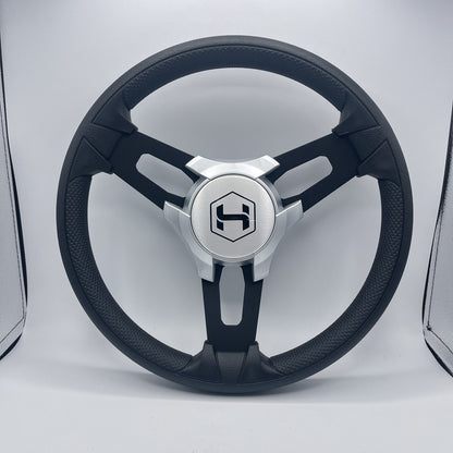 Gussi Italia Boat Model 15 Steering Wheel Black Brushed Alum Spokes | Sil Harris