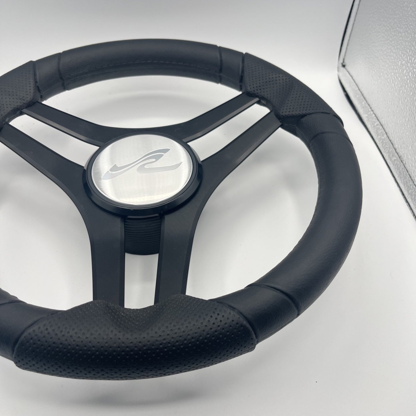 Molinara Marine Steering Wheel Black Brushed Alum Spokes | SeaRay Boats