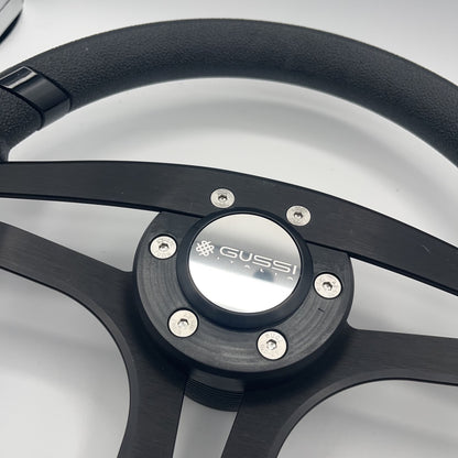 Badia Boat Steering Wheel Brushed Black Aluminum Spokes | Gussi Snap-in