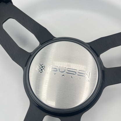 Gussi Italia Model 15 Steering Wheel Blk Brushed Alum Spokes | Gussi Logo